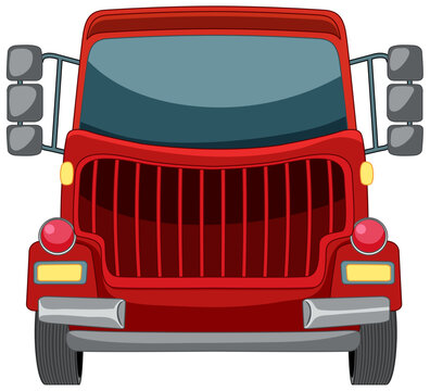 recommend clip art: Front view of a red cartoon-style truck