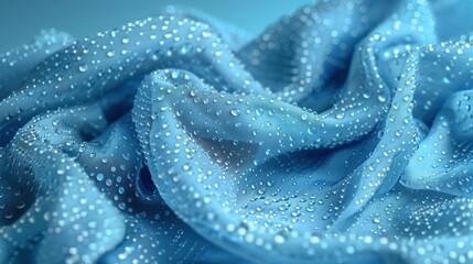 Water droplets on the fabric Cleaning removes stubborn stains from fabric fibers. Laundry and cleaning ideas
