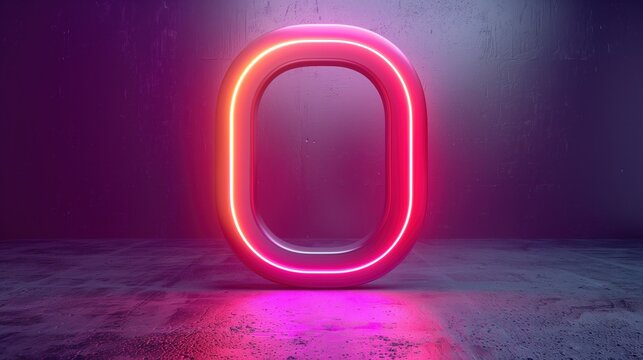 The letter O, a glowing neon line on a dark background.