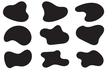 Organic blobs set icon. Random shapes cube drop