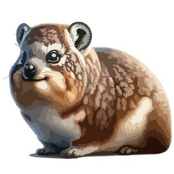 A detailed and realistic image of a Rock Hyrax (Procavia capensis), a small, furry, and stocky mammal with short ears and a short tail