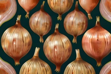 Group of onion vegetable pattern wallpaper Generative AI