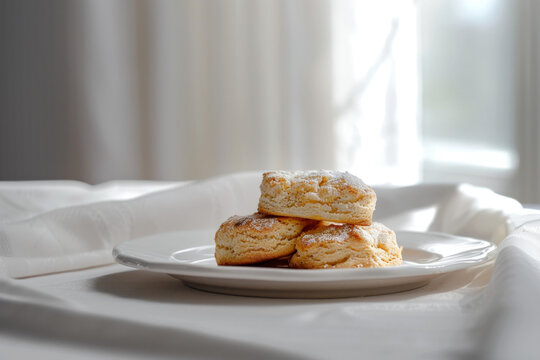 Delicious Scone on White Plate with Perfect Composition Gen AI
