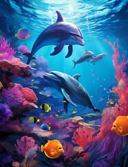 Fototapeta na wymiar Ocean Animals Covers for Kids,Ocean Animals Book Covers,Ocean theme Book Covers,Animals Activity Book Covers 
