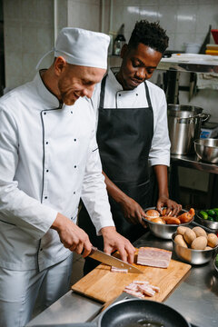 Chefs in a professional kitchen
