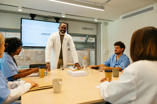 Doctor having a presentation to medical colleagues