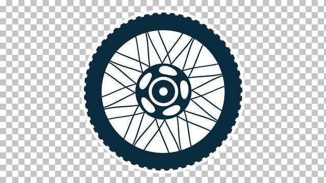 Bicycle wheel with tire. Wheel icon isolated rotate on a transparent background
