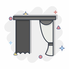 Icon Drapery. related to Curtains symbol. comic style. simple design editable. simple illustration