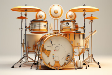 Fototapeta na wymiar 3D cartoon jazz drum kit