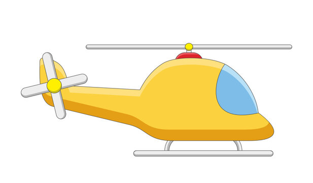 Cute funny yellow helicopter cartoon image vector illustration