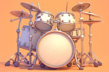 Fototapeta premium 3D cartoon jazz drum kit