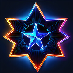 Obraz premium Azure Brilliance: Exploring the Artistry of Blue Neon Stars(Generative AI)
