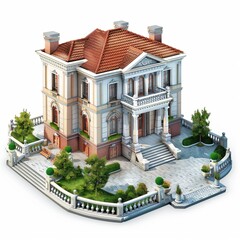 3d house real estate luxurious mansion and villa illustration 