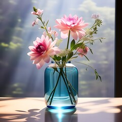 Pink flowers in a  vase, flowers in a vase