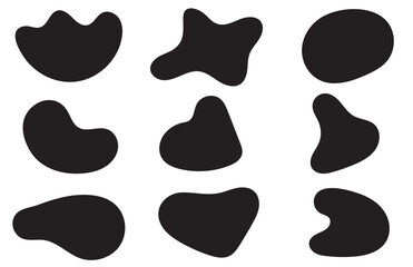 Organic blobs set icon. Random shapes cube drop
