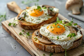 egg sandwich with cheese and mushrooms
