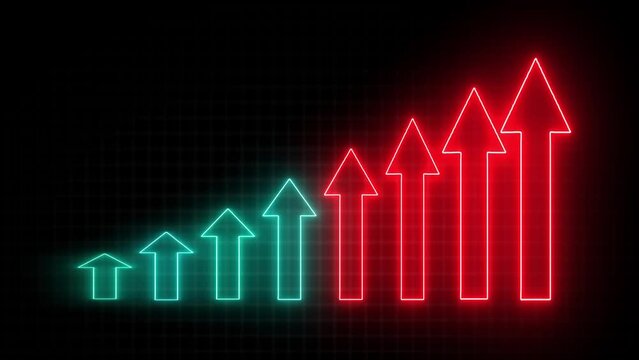 Abstract neon business concept chart icon animation background. Neon business growth concept animated.