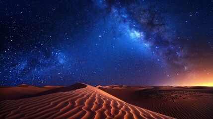 A Majestic Night Landscape of the Sahara Desert - obrazy, fototapety, plakaty