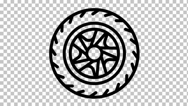 wheel of the car. Wheel icon isolated rotate on a transparent background
