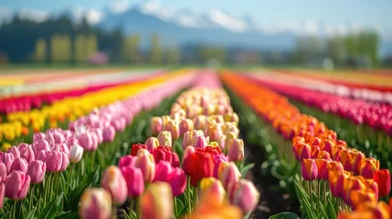 Türaufkleber Experience the enchanting allure of springtime tulip fields in your floral visuals © munawaroh