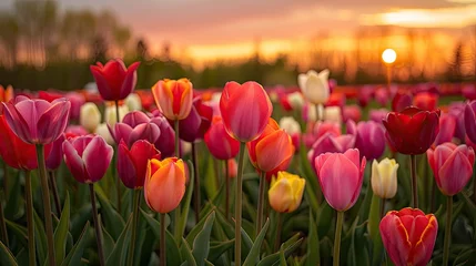 Fotobehang Capture the enchanting allure of springtime tulip fields for your floral visuals © munawaroh