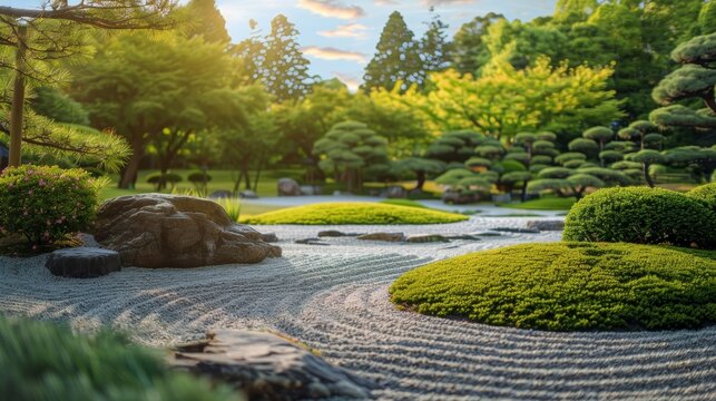 Harmony of Nature and Spirit in a Japanese Park 