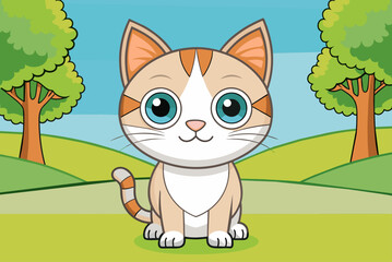 cat cute background is tree
