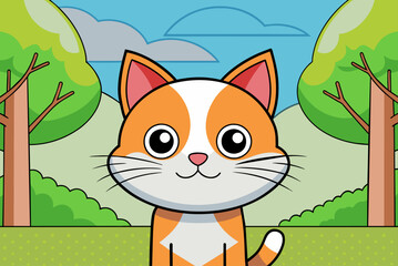 cat cute background is tree