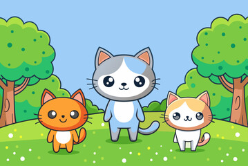 Naklejka premium cats cute background is tree