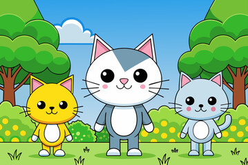 cats cute background is tree