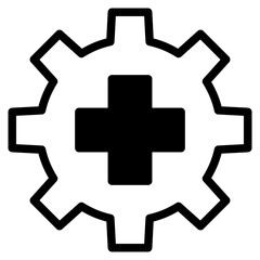 Medical Gear vector icon. gear and cross health symbol.