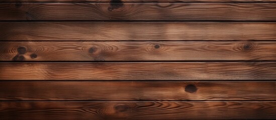 Naklejka premium A closeup shot of a brown hardwood plank flooring wall with a blurred background, showcasing the wood stain shades and natural patterns of the wood