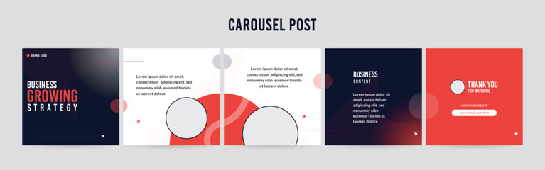 Editable Instagram Carousel Post Layout Set, Social Media Marketing microblog template design, tips & tricks linkedin post template, eps 10.  © Design