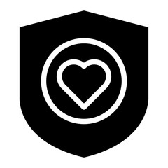 Protection shield with heart flat vector illustration. Health protection icon