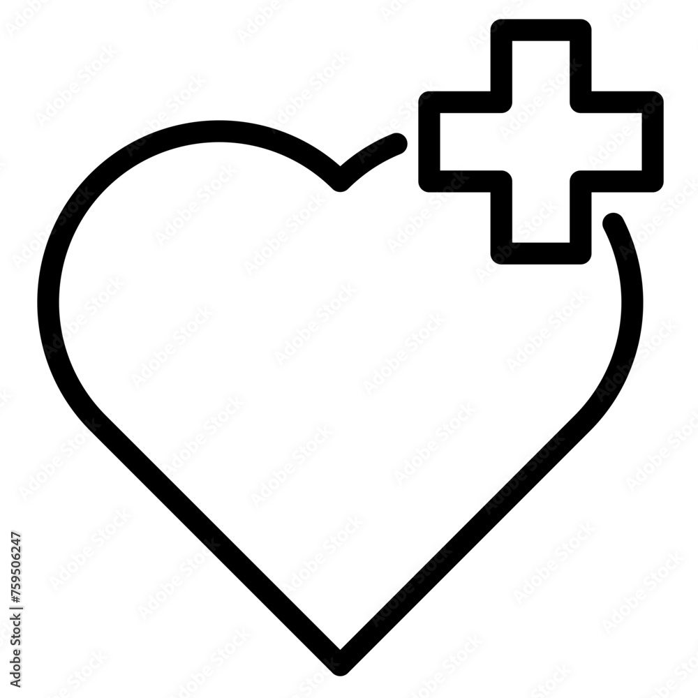 Wall mural heart with plus icon. donation concept. charity and humanitarian. healthcare icon