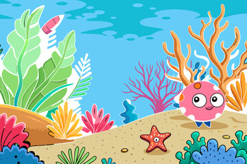 Fototapeta na wymiar coral reefs cute background is tree