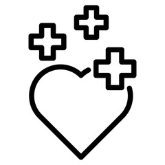 Heart with Plus Icon. Donation Concept. Charity and Humanitarian. Healthcare icon