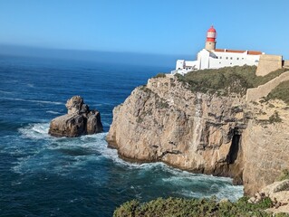 Fototapeta na wymiar lighthouse in the sea Portugal Atlantic Ocean West Coast