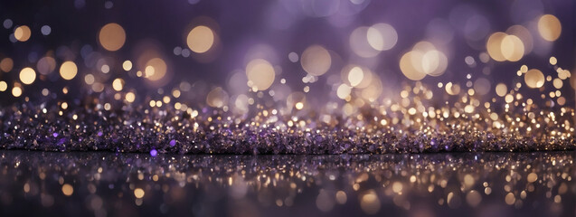 Background of Abstract Glitter Lights in Lavender, Champagne, and Charcoal. Defocused Banner. - obrazy, fototapety, plakaty