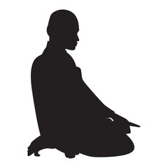 Silhouette of Muslim Praying, Muslim Shalat Silhouette Vector