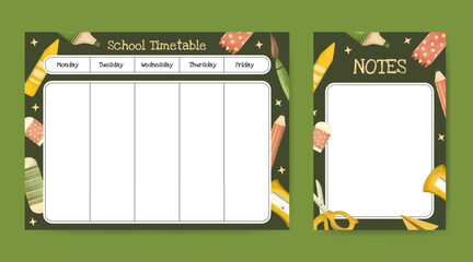 Back to school timetable template design