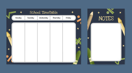 Back to school timetable template design