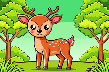 deer cute background is tree