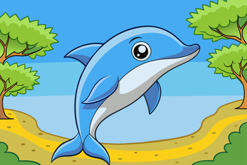 dolphin cute background is tree
