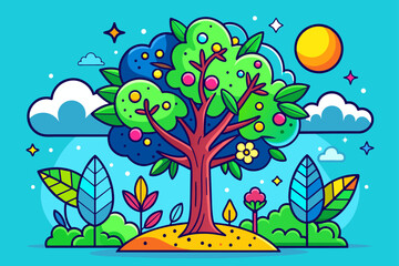 Fototapeta na wymiar doodle background is tree