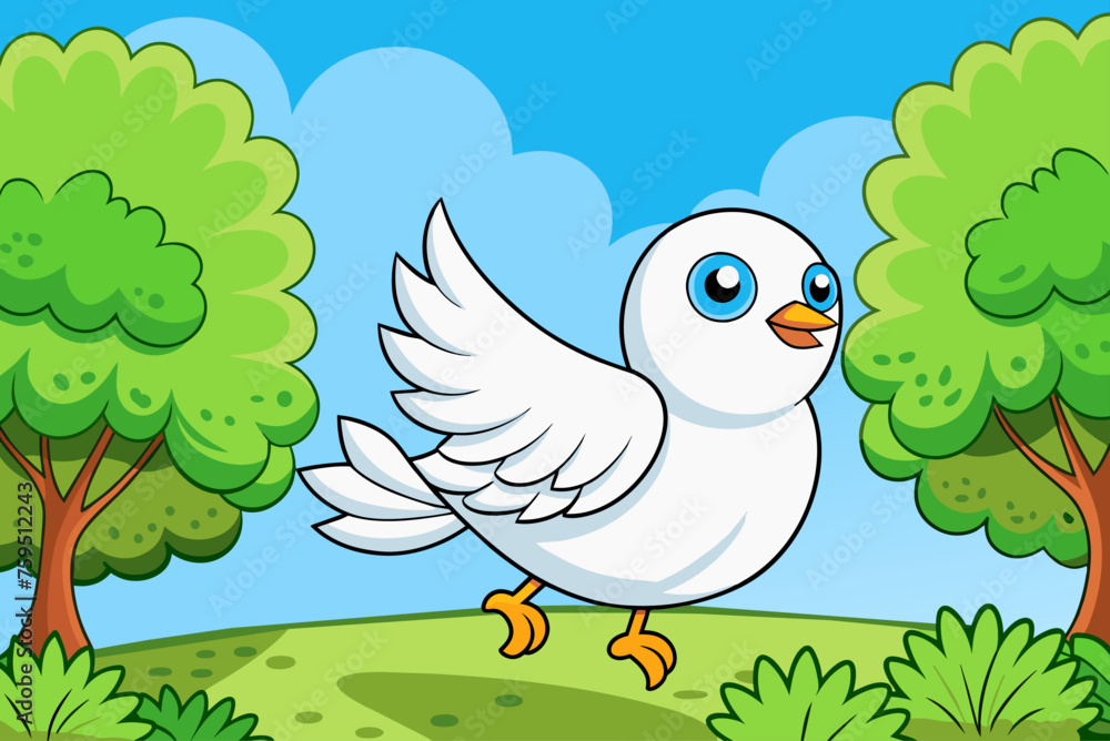 Poster dove cute background is tree