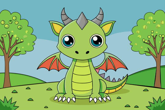 dragon cute background is tree
