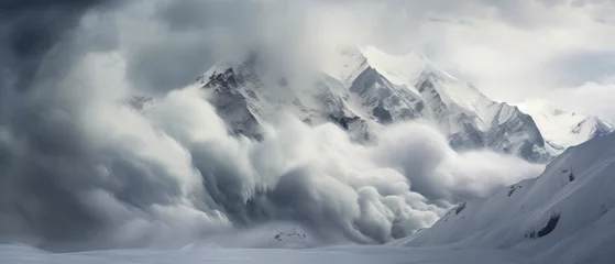  Snow avalanche in the mountains a powerful cloud .. © Black