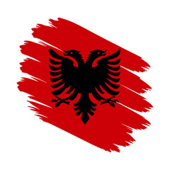Albania Country flag and Brush Strokes Vector Illustration