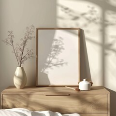 Fototapeta premium Frame mockup, Inviting Living Room Interior with Modern Furniture, high-resolution (300 DPI)